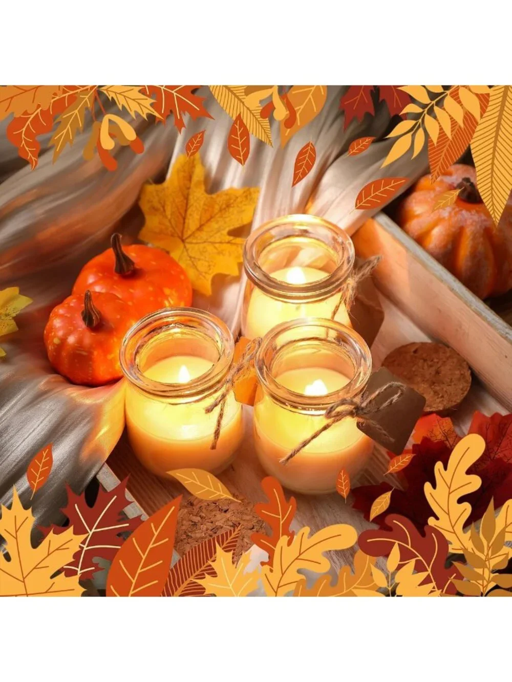 24 Pcs Fall Jar Candles - Natural Wax Holiday Gifts, Pumpkin & Apple Scents, DIY